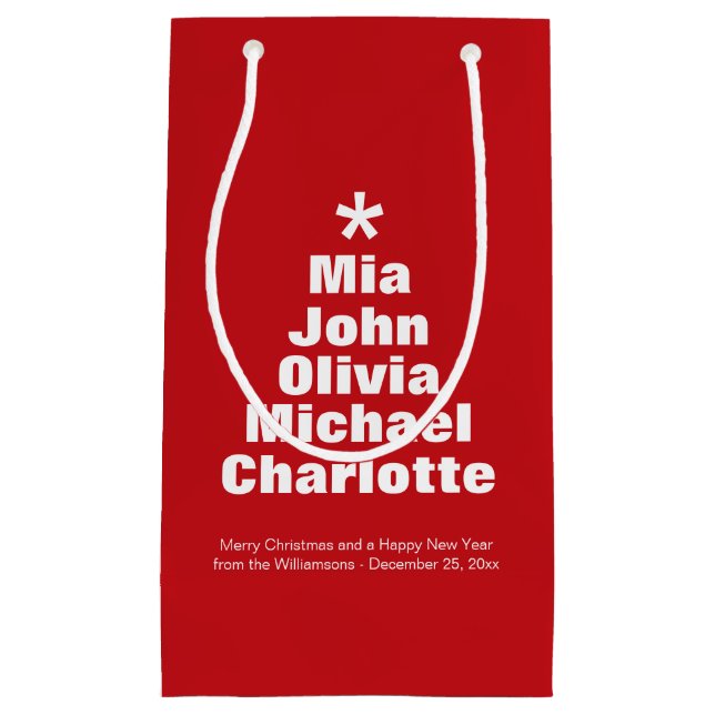Weihnachtsbaum Rot-weiße Namen Kleine Geschenktüte (Vorderseite)