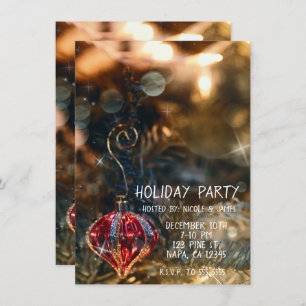 Weihnachtsbaum Rote Ornament Party Einladung