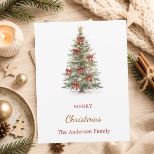 Weihnachtsbaum rote Schleifen  Feiertagspostkarte
