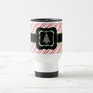Weihnachtsbaum-rote Streifen-Reise-Tasse Reisebecher