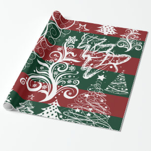 Weihnachtsbaum Roter Grüner Streifen Geschenkpapier