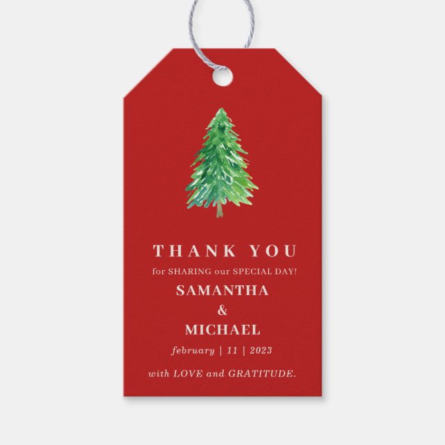Weihnachtsbaum Roter Weihnachtsdanke Geschenkanhänger (Vorderseite)
