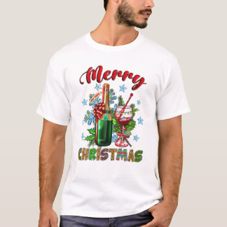 Weihnachtsbaum Roter Weinglas T-Shirt