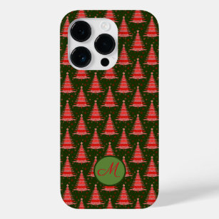 Weihnachtsbaum Rotes Grünes Muster mit Monogramm Case-Mate iPhone 14 Pro Hülle