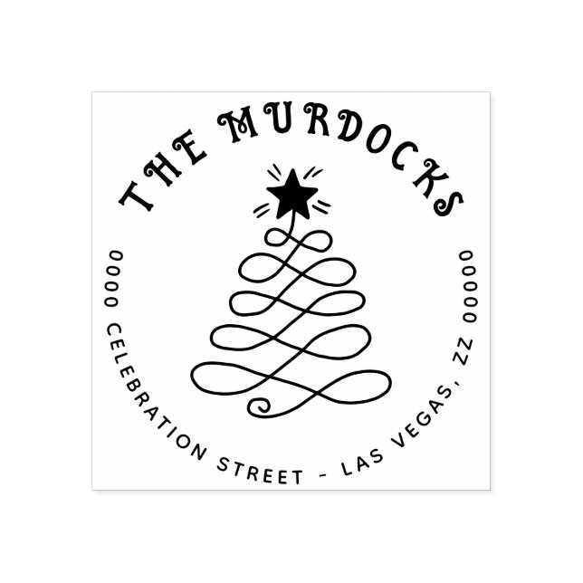 Weihnachtsbaum-Rücksendeadresse Selbstfarben Gummistempel (Prägung)