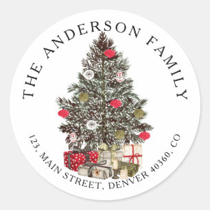 Weihnachtsbaum-Rücksendetikett Runder Aufkleber