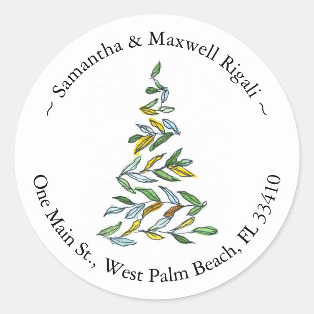 Weihnachtsbaum Runde Rücksendeadressen-Aufkleber Runder Aufkleber (Vorderseite)