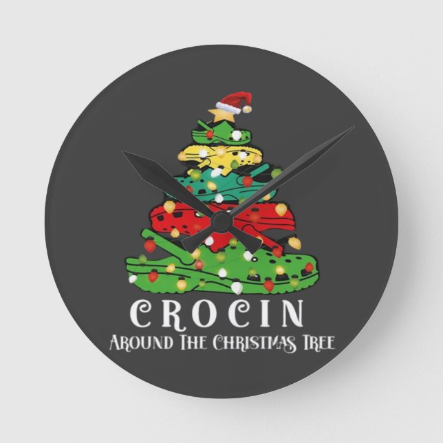 Weihnachtsbaum Runde Wanduhr (Vorderseite)