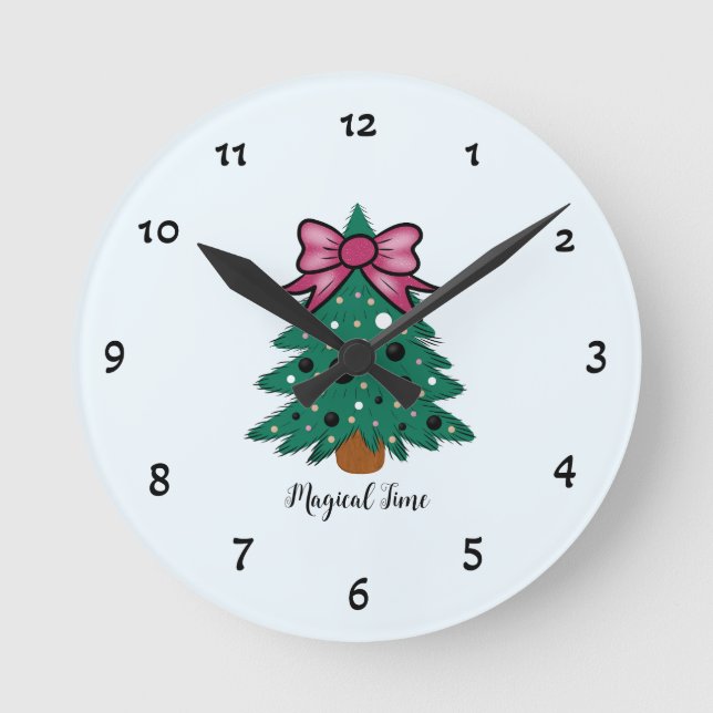Weihnachtsbaum Runde Wanduhr (Vorderseite)
