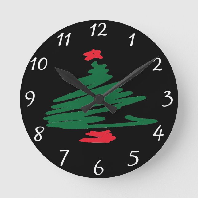 Weihnachtsbaum Runde Wanduhr (Vorderseite)