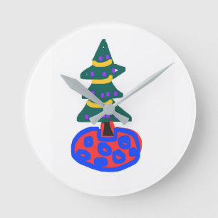 Weihnachtsbaum Runde Wanduhr