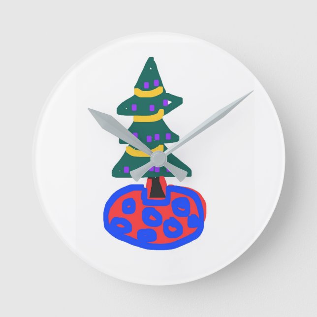 Weihnachtsbaum Runde Wanduhr (Vorderseite)
