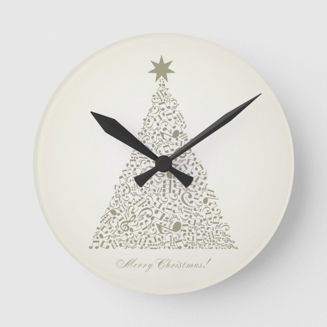 Weihnachtsbaum Runde Wanduhr (Vorderseite)