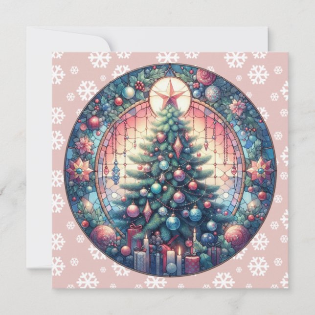 Weihnachtsbaum Runde Weihnachtsgrüße Karte (Vorderseite)
