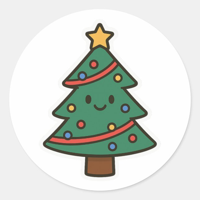 Weihnachtsbaum Runder Aufkleber (Vorderseite)