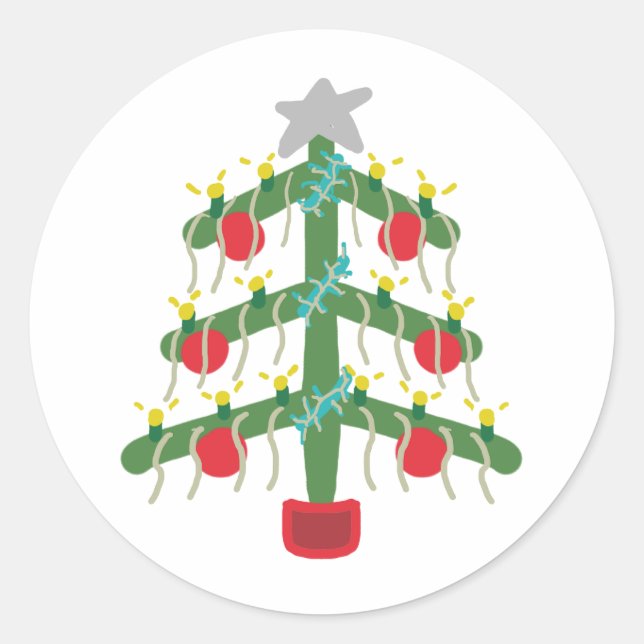 Weihnachtsbaum Runder Aufkleber (Vorderseite)