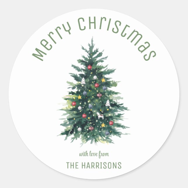 Weihnachtsbaum Runder Aufkleber (Vorderseite)