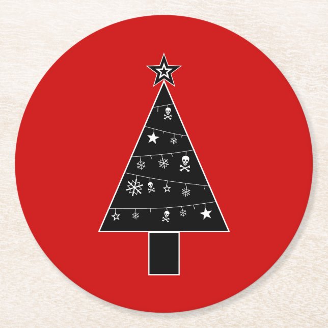 Weihnachtsbaum Runder Pappuntersetzer (Vorderseite)