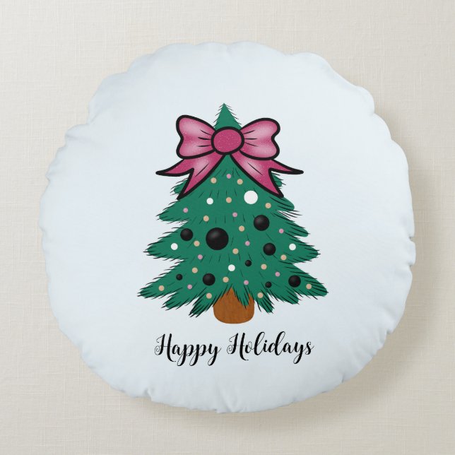 Weihnachtsbaum Rundes Kissen (Vorderseite)