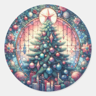 Weihnachtsbaum-Rundkleber Runder Aufkleber