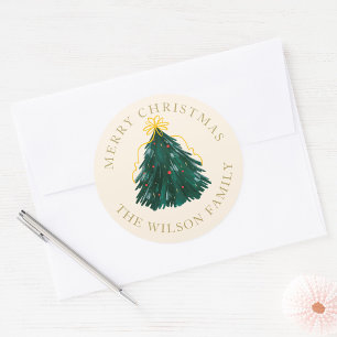 "Weihnachtsbaum-Rundsticker Personalisiert Runder Aufkleber