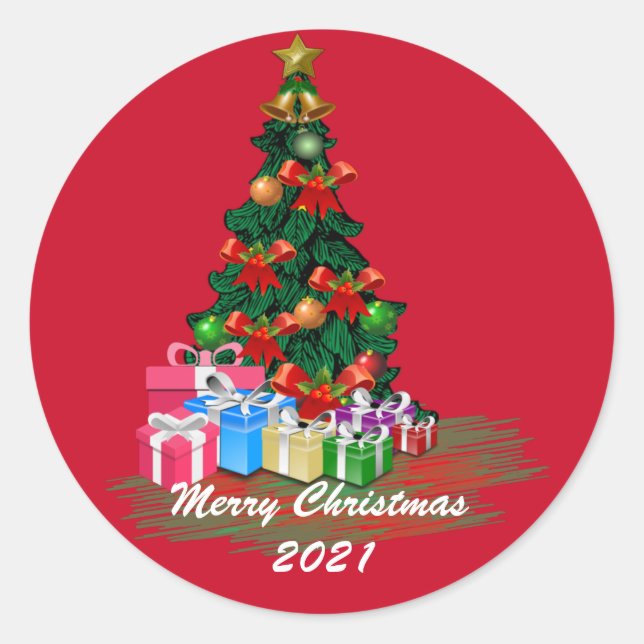 Weihnachtsbaum-Rundsticker Runder Aufkleber (Vorderseite)