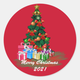 Weihnachtsbaum-Rundsticker Runder Aufkleber
