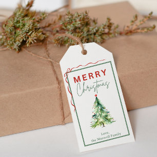 Weihnachtsbaum Rustikale Karierte Geschenkmarke Geschenkanhänger