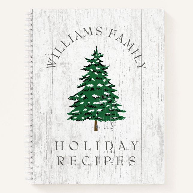 Weihnachtsbaum Rustikales Wetterfest Holzfamilie R Notizbuch (Vorderseite)