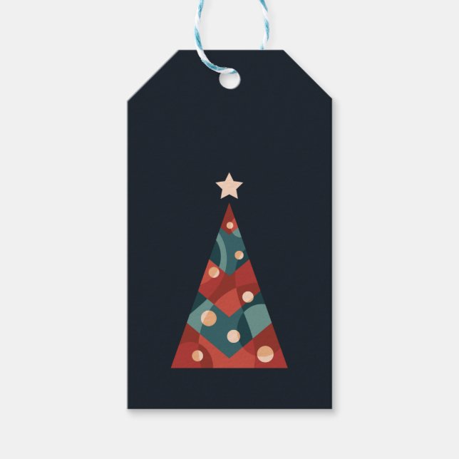 Weihnachtsbaum saisonale abstrakte Weihnachtsgesta Geschenkanhänger (Vorderseite)