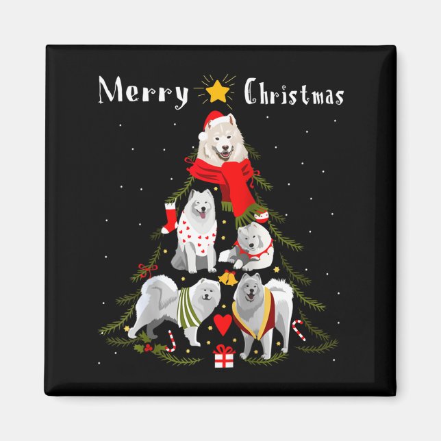 Weihnachtsbaum Samoyed Liebhaber Xmas Hundebesitze Magnet (Vorne)