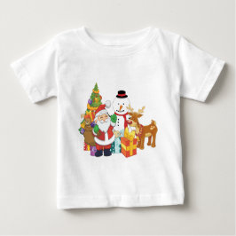Weihnachtsbaum-Sankt-Ren-Schneemann Baby T-shirt