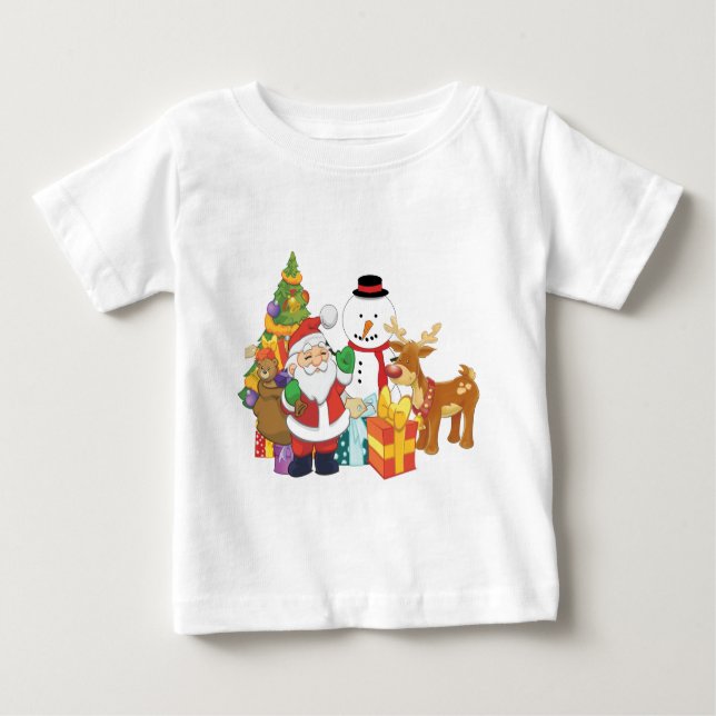 Weihnachtsbaum-Sankt-Ren-Schneemann Baby T-shirt (Vorderseite)