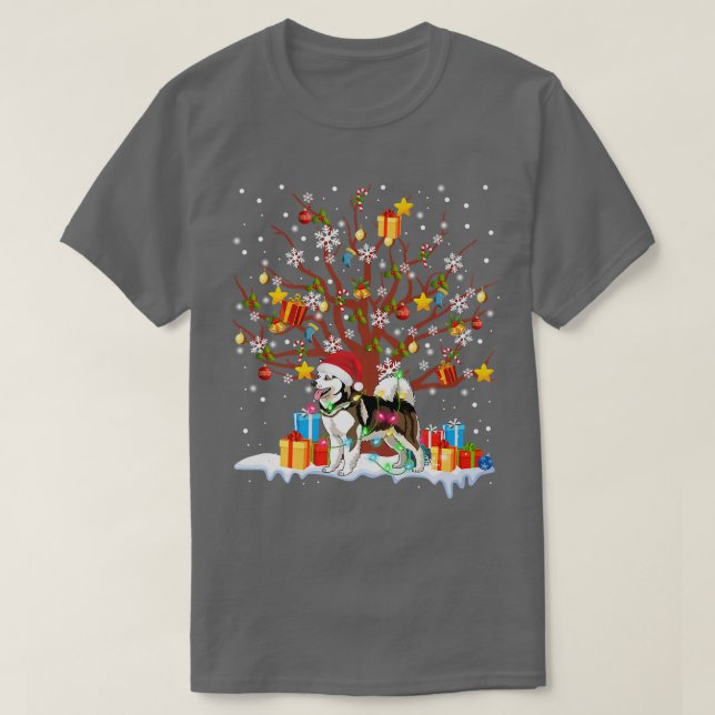 Weihnachtsbaum Santa Alaska Dog Lover Matchi T-Shirt (Design vorne)