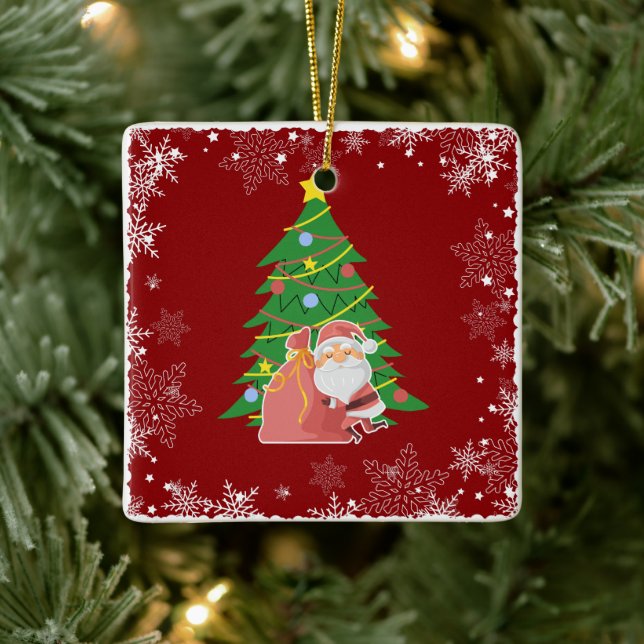 Weihnachtsbaum | Santa | anpassbar Keramikornament (Baum)