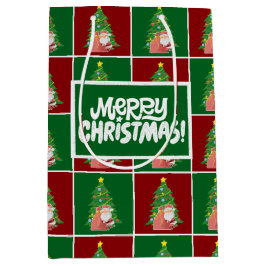 Weihnachtsbaum | Santa | anpassbar Mittlere Geschenktüte