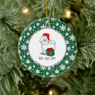 Weihnachtsbaum Santa Bichon Frise Hund Niedlich Keramik Ornament