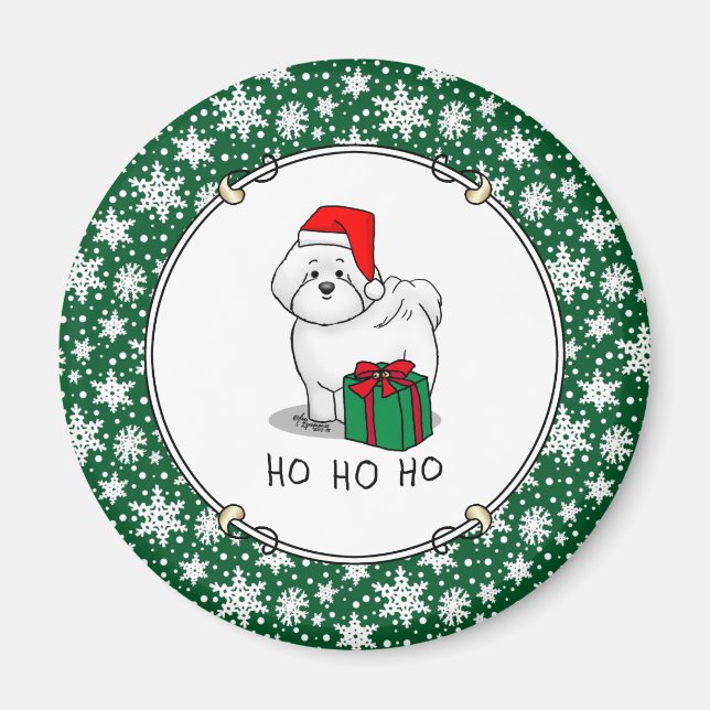 Weihnachtsbaum Santa Bichon Frise Hund Niedlich Magnet (Vorne)