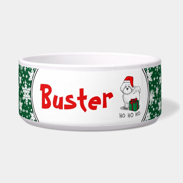 Weihnachtsbaum Santa Bichon Frise Hund Niedlich Napf (Vorderseite)