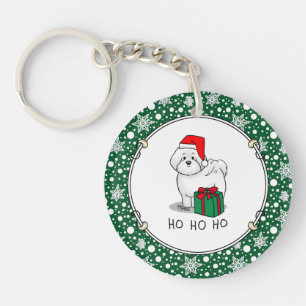 Weihnachtsbaum Santa Bichon Frise Hund Niedlich Schlüsselanhänger
