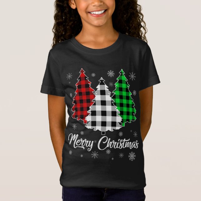 Weihnachtsbaum Santa Buffalo Kariert Print Merry C T-Shirt (Vorderseite)