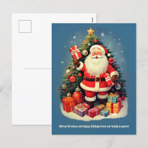 Weihnachtsbaum Santa Claus Geschenke Vintage Feiertagspostkarte
