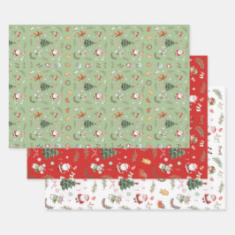Weihnachtsbaum Santa süßer Charakter Feiertagsdesi Geschenkpapier Set