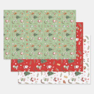 Weihnachtsbaum Santa süßer Charakter Feiertagsdesi Geschenkpapier Set