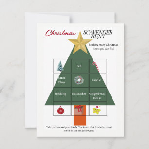Weihnachtsbaum Scavenger Hunt Game Card Einladung