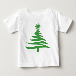 Weihnachtsbaum Schablone Grün Baby T-shirt