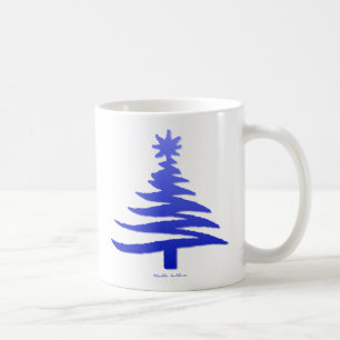 Weihnachtsbaum Schablone Kobaltblau Tasse