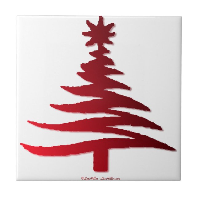 Weihnachtsbaum Schablone Rot Fliese (Vorderseite)
