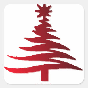 Weihnachtsbaum Schablone Rot Quadratischer Aufkleber