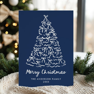 Weihnachtsbaum-Schleifen in Navy - Nicht-Foto Feiertagskarte